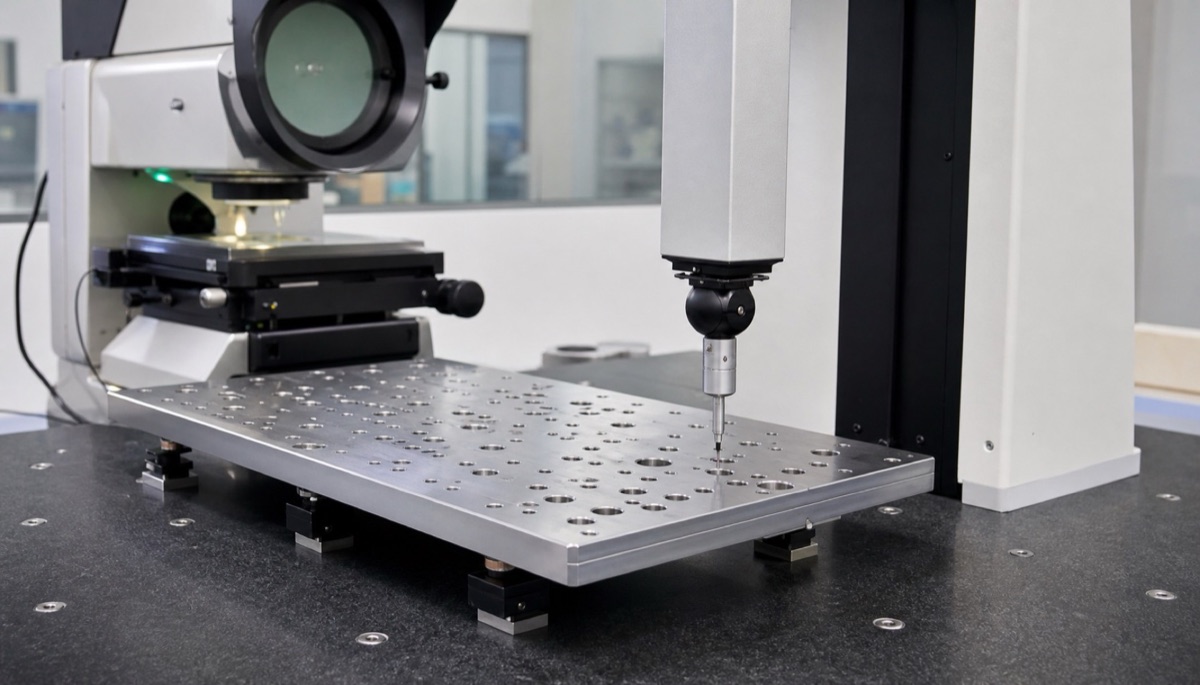 CMM inspection of a precision plate hole pattern and datum surface