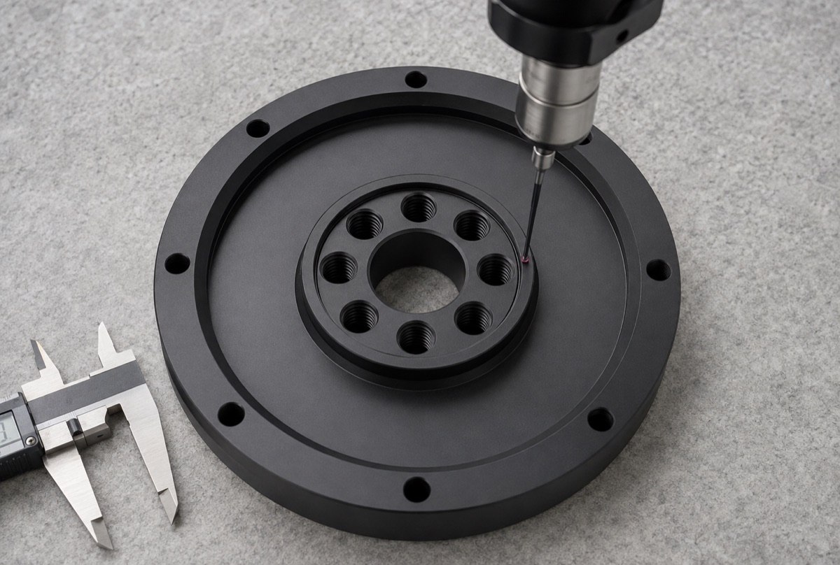Inspection of the center bore and circumferential hole patterns