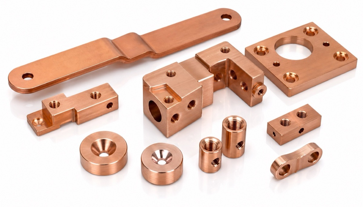 Custom machined copper alloy contacts and housings