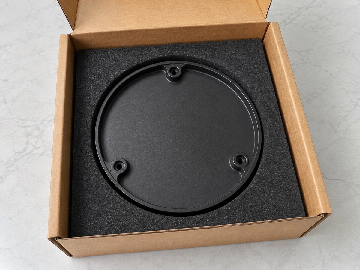 Individual foam packaging for a black ABS robot outer shell