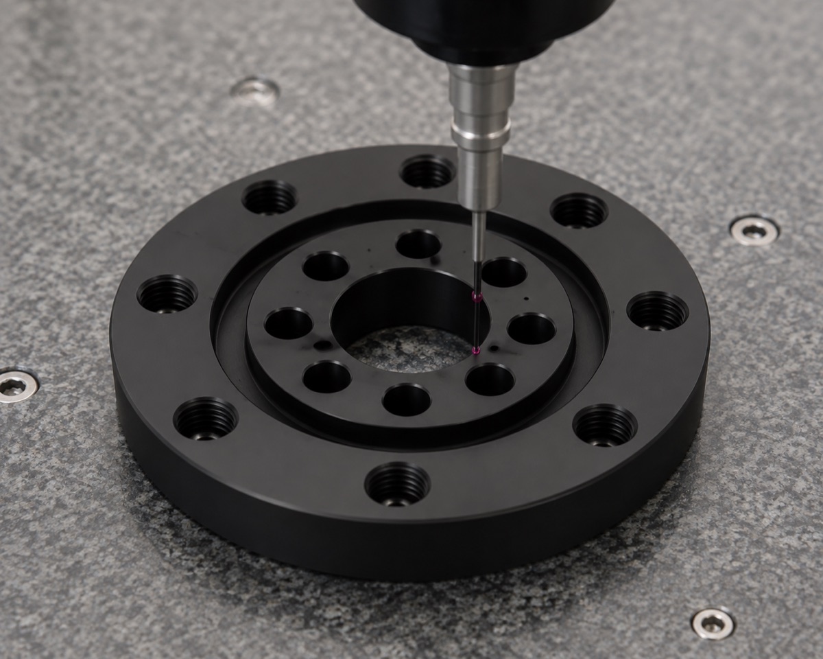 Probe inspection of the center bore and angular hole-pattern relationship