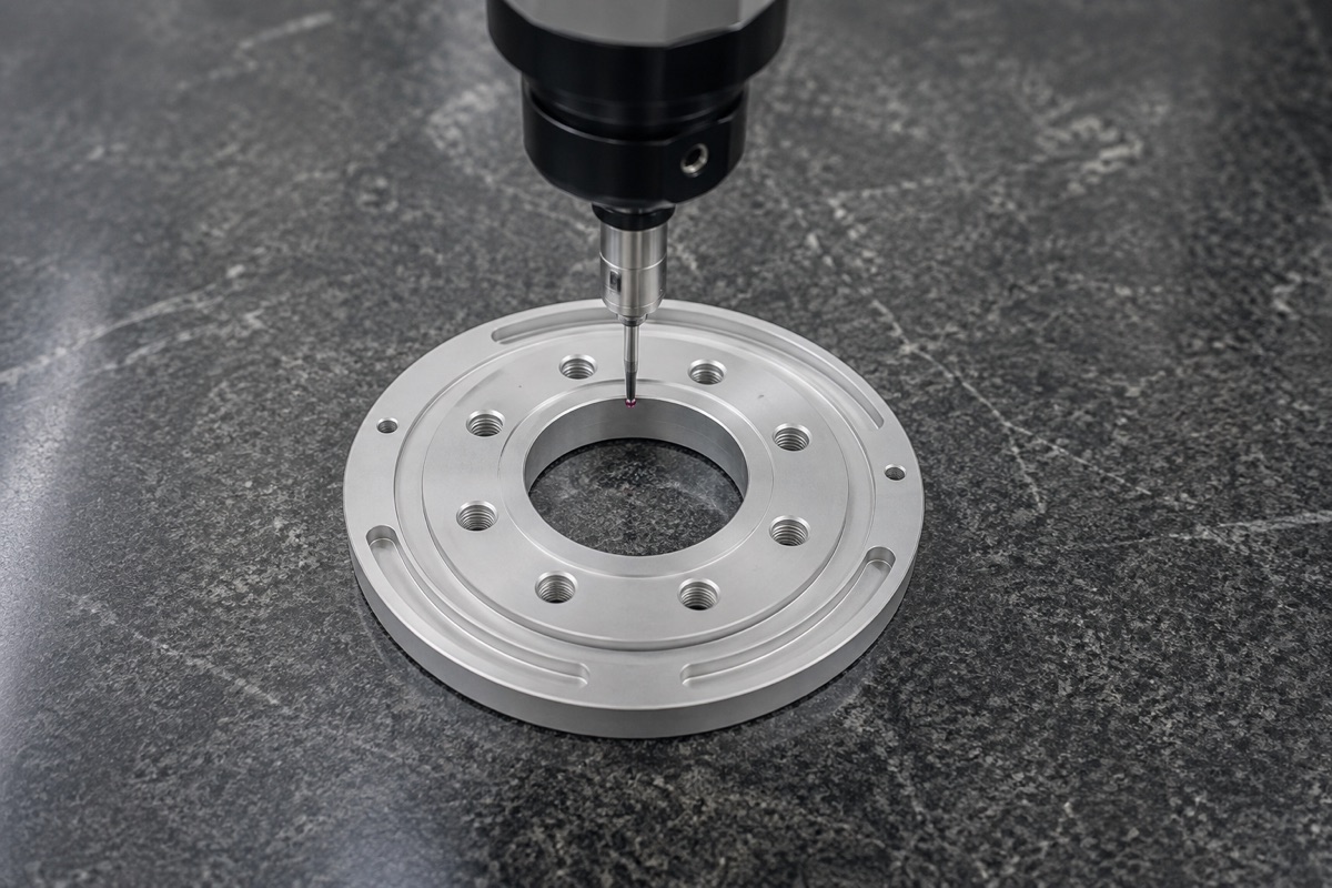CMM inspection of the center bore and circumferential hole pattern